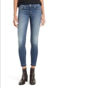 Rag & Bone High rise ankle skinny jeans in Cln Lly Dale wash blue released hem